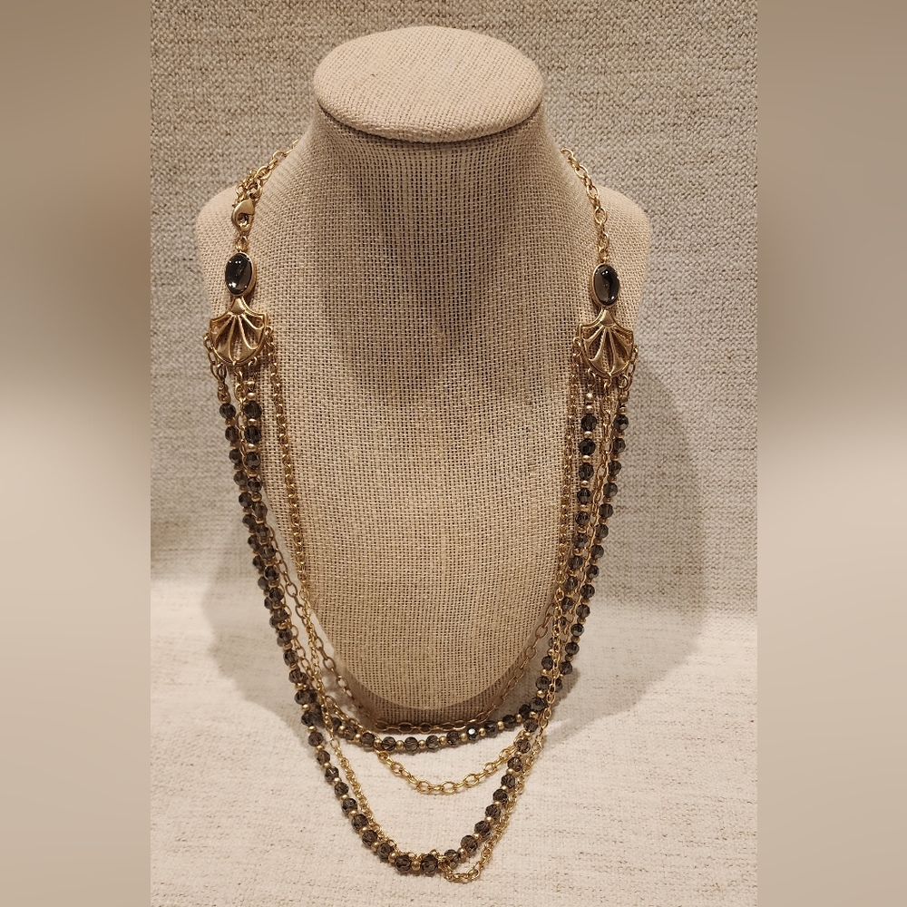 Lia Sophia Gold and Grey Stranded Necklace